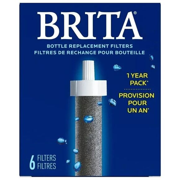 BRITA Bottle Replacement Filters 6 Filters 1 Year Pack NEW 8N23298 - Picture 1 of 2